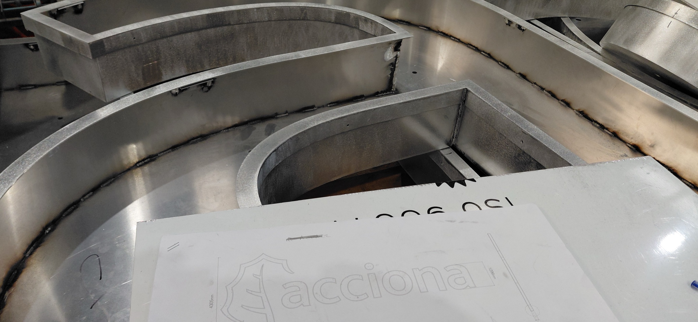Fabricated Acciona letter frames in the Insigns workshop
