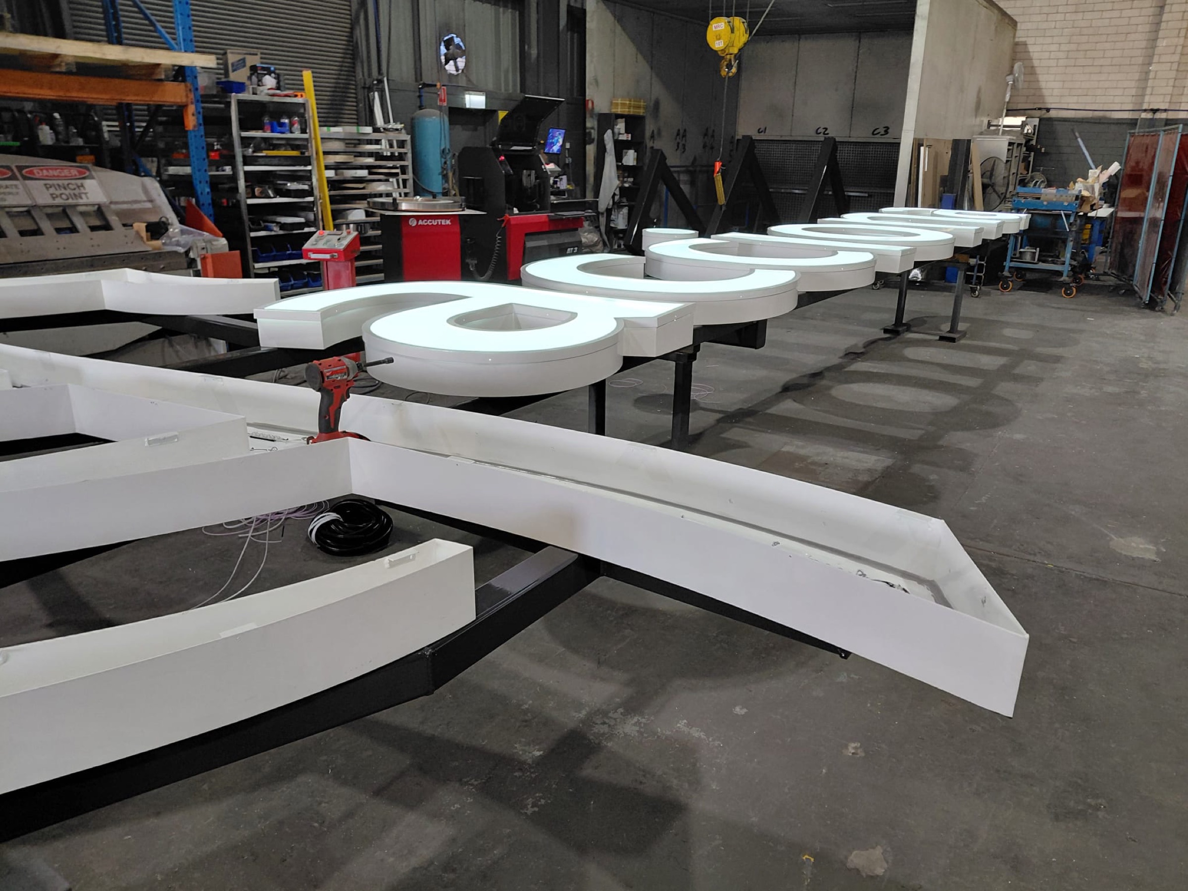 Fabricated illuminated letters prepared for Acciona