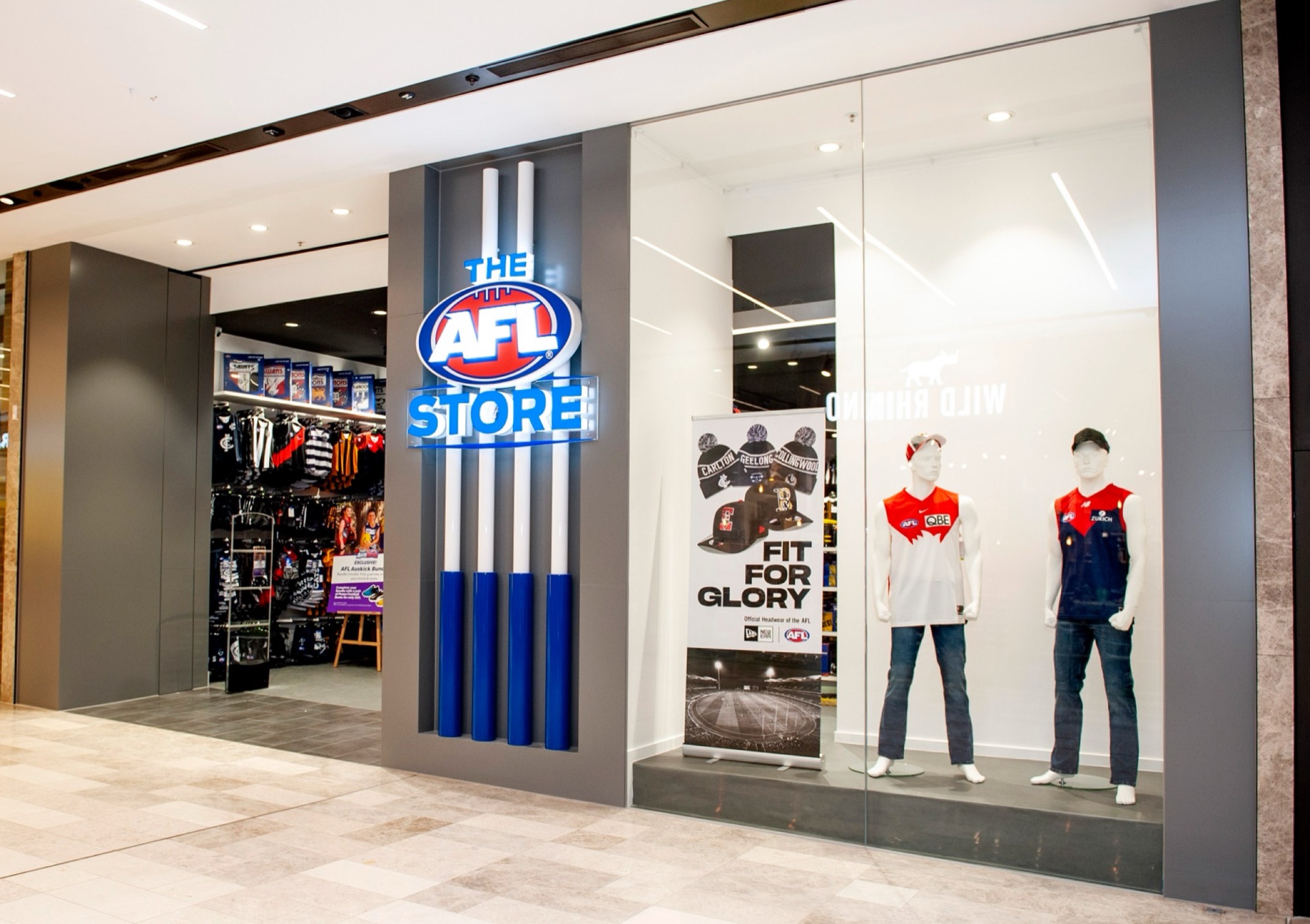 AFL Store illuminated retail signage