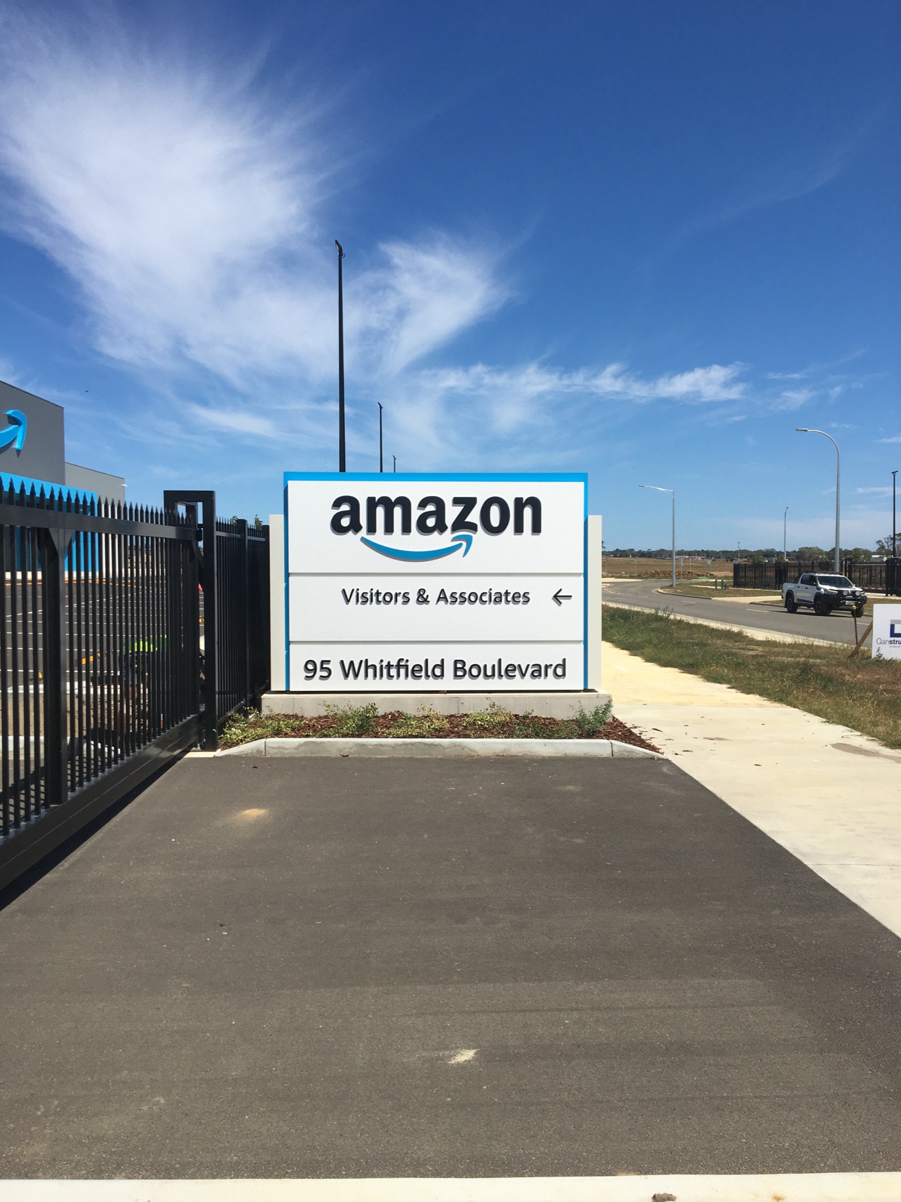 Amazon external site identification and directional signage