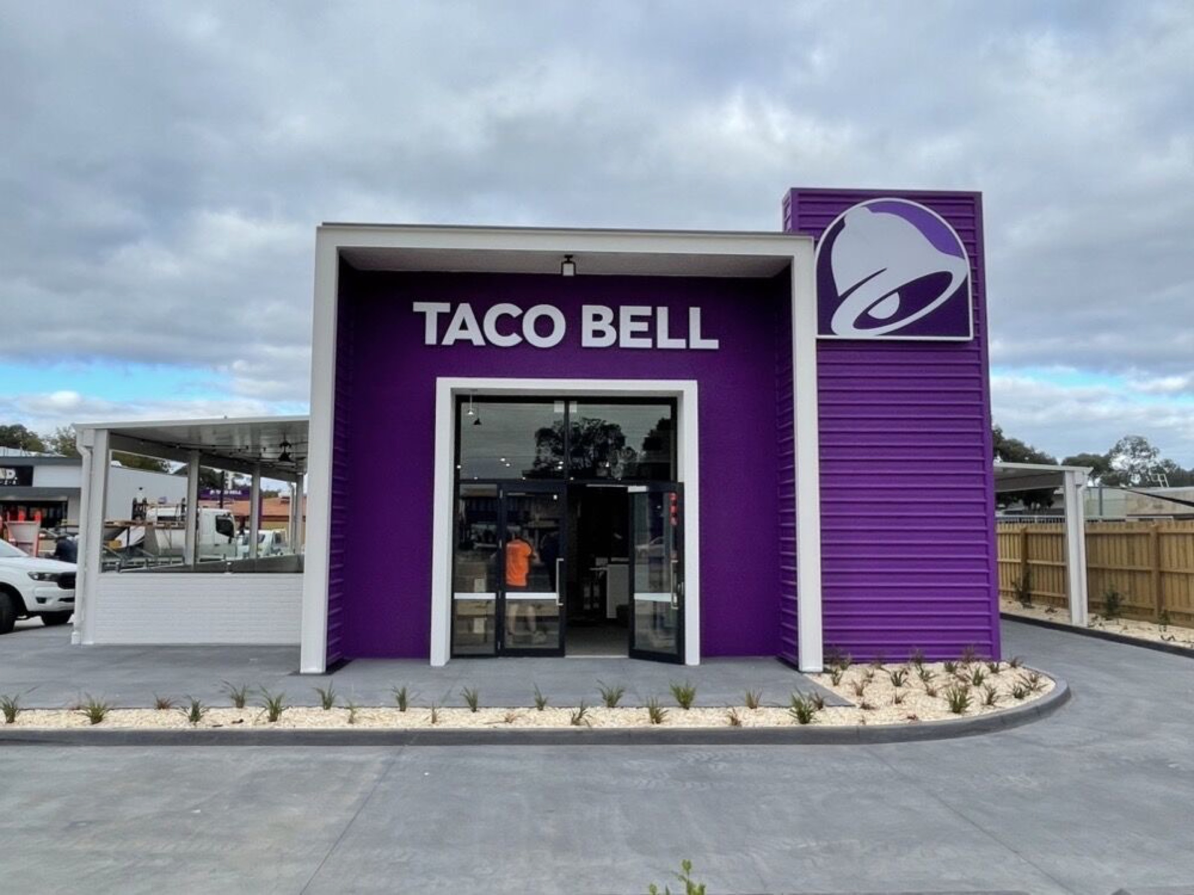 Taco Bell shopfront with facade and entry signage