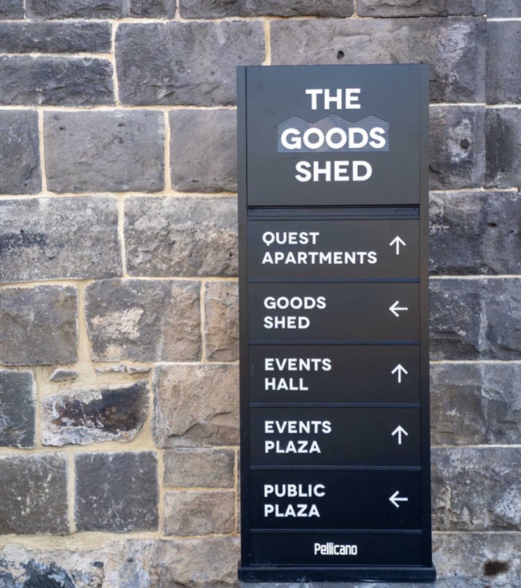 Wall-mounted directory at Goods Shed Ballarat